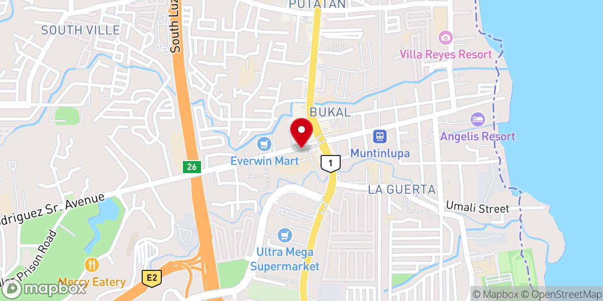 Map showing location of Word for the World Muntinlupa