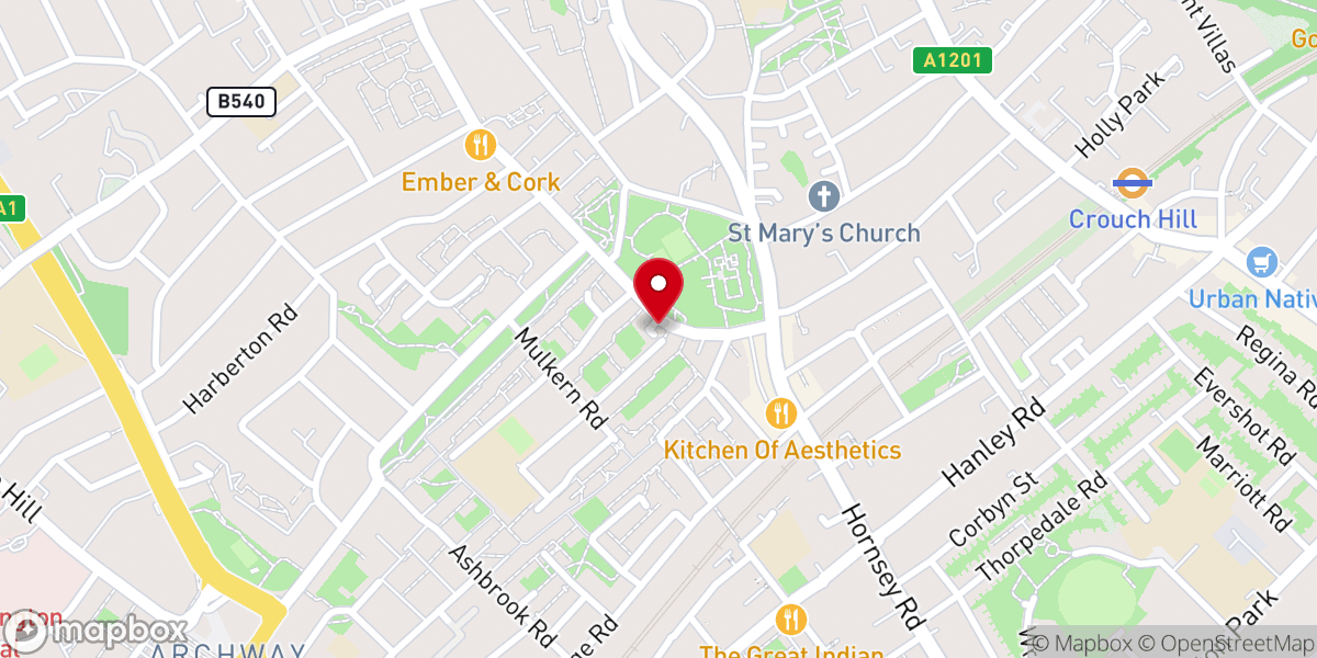 Map showing location of Hornsey Rise Baptist Church