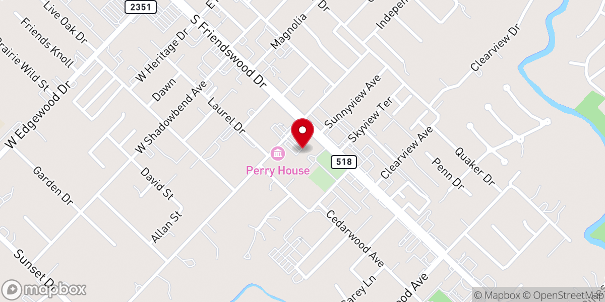 Map showing location of Friendswood Friends Church
