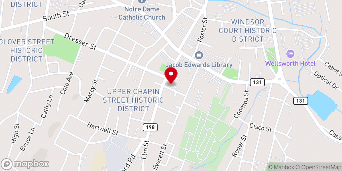 Map showing location of Elm Street Congregational Church
