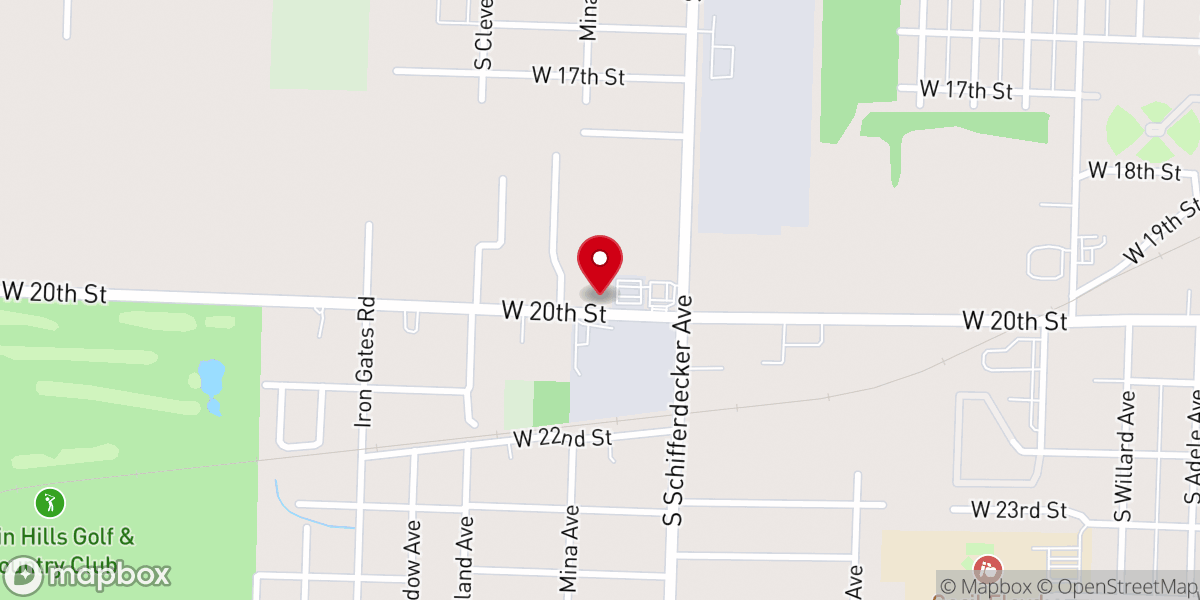 Map showing location of Bethel Worship Center