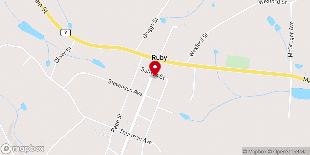 Map showing location of Ruby Presbyterian Church