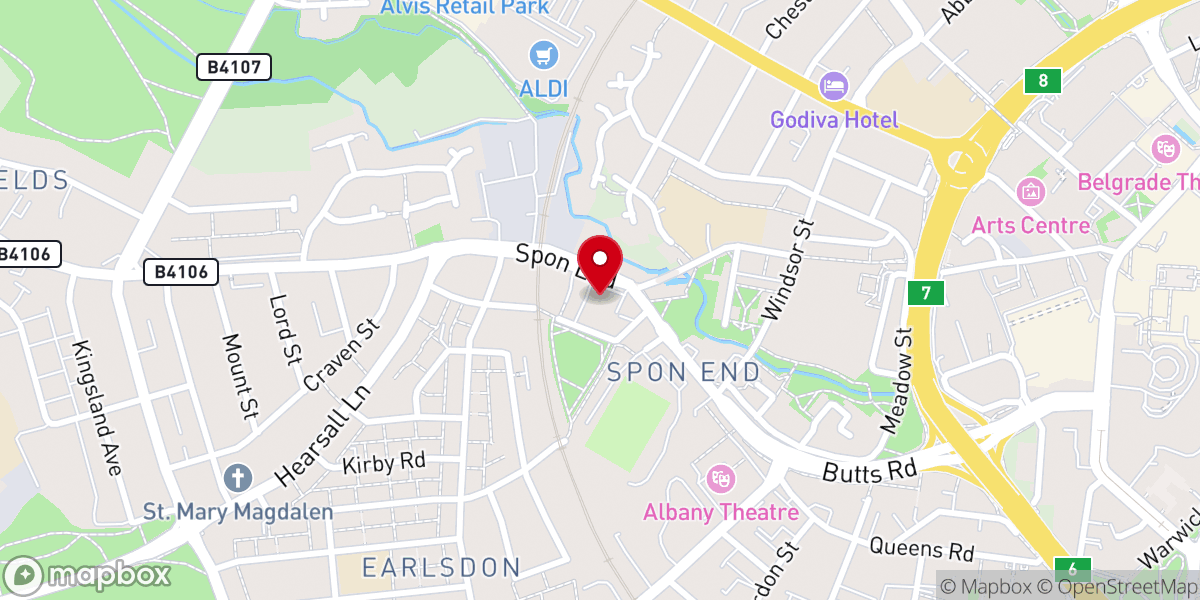 Map showing location of Bethel Church, Coventry