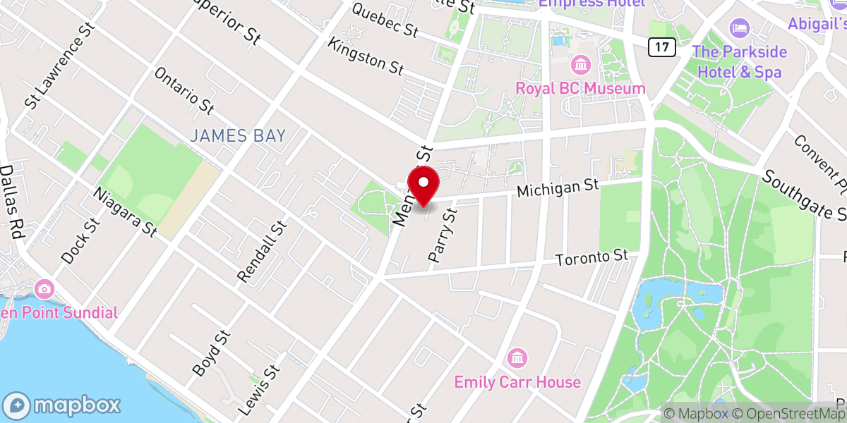 Map showing location of James Bay United Church