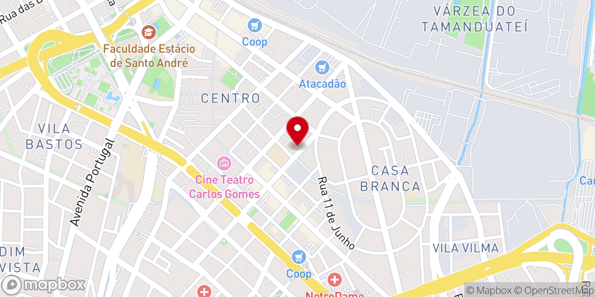 Map showing location of 1ª Igreja Presbiteriana Independente de Santo André