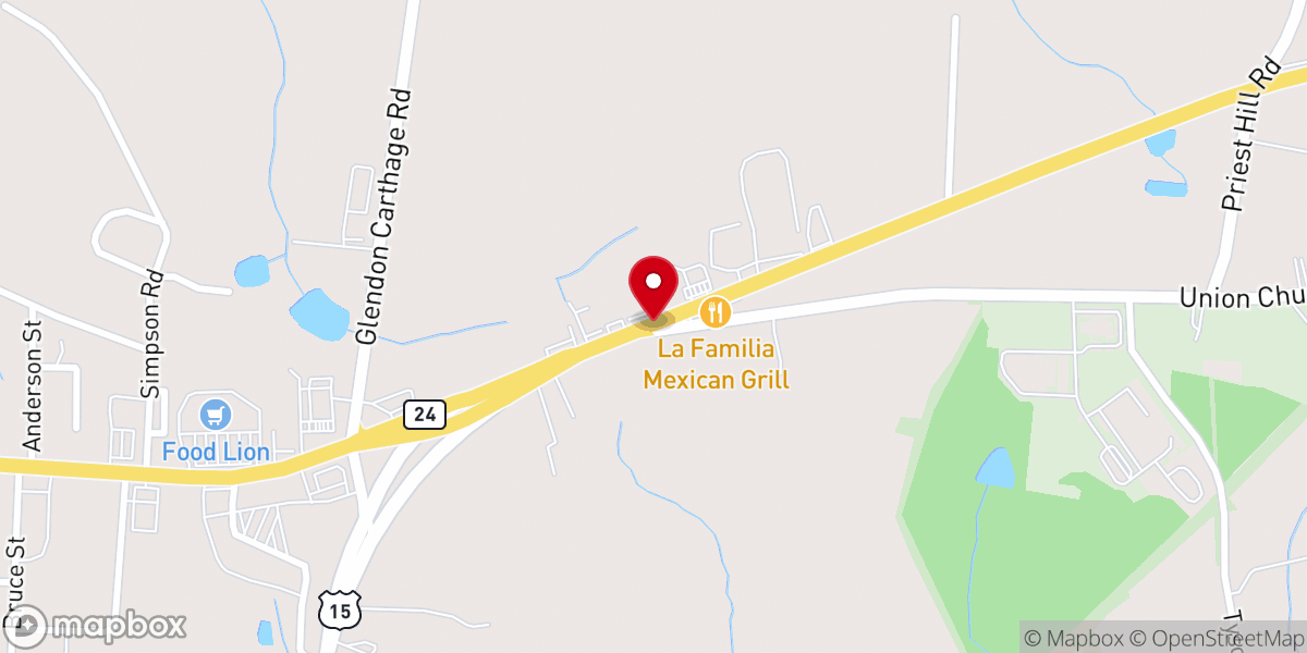 Map showing location of Stone Chapel FWB Church