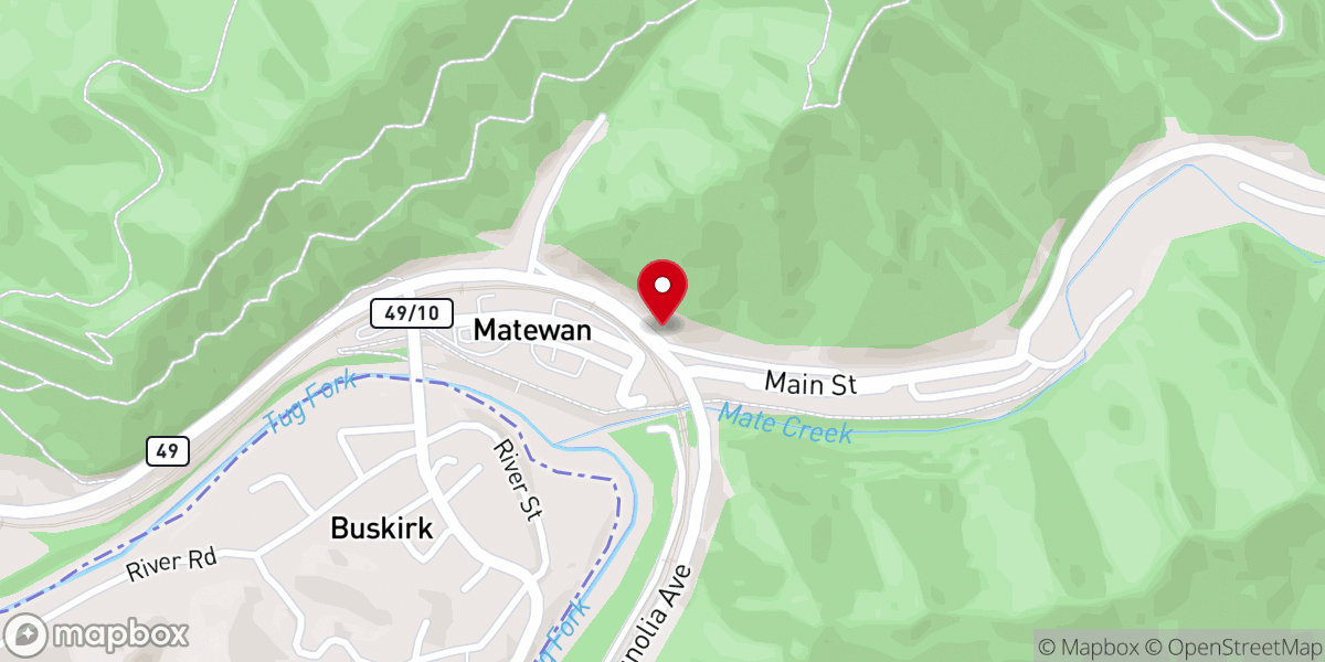 Map showing location of Matewan United Methodist Church