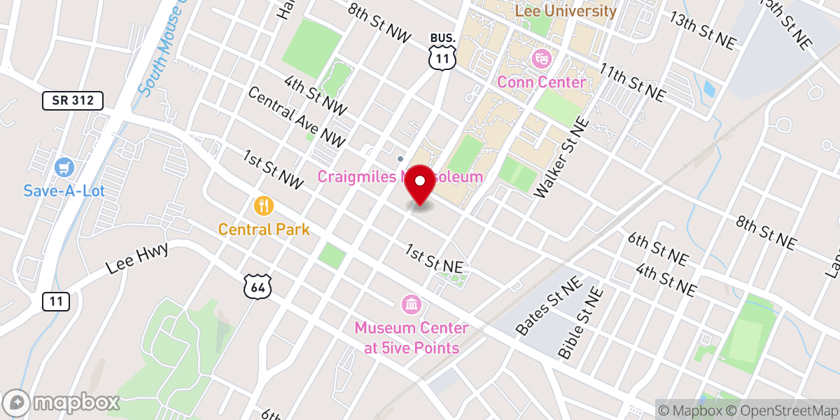 Map showing location of First Cumberland Presbyterian
