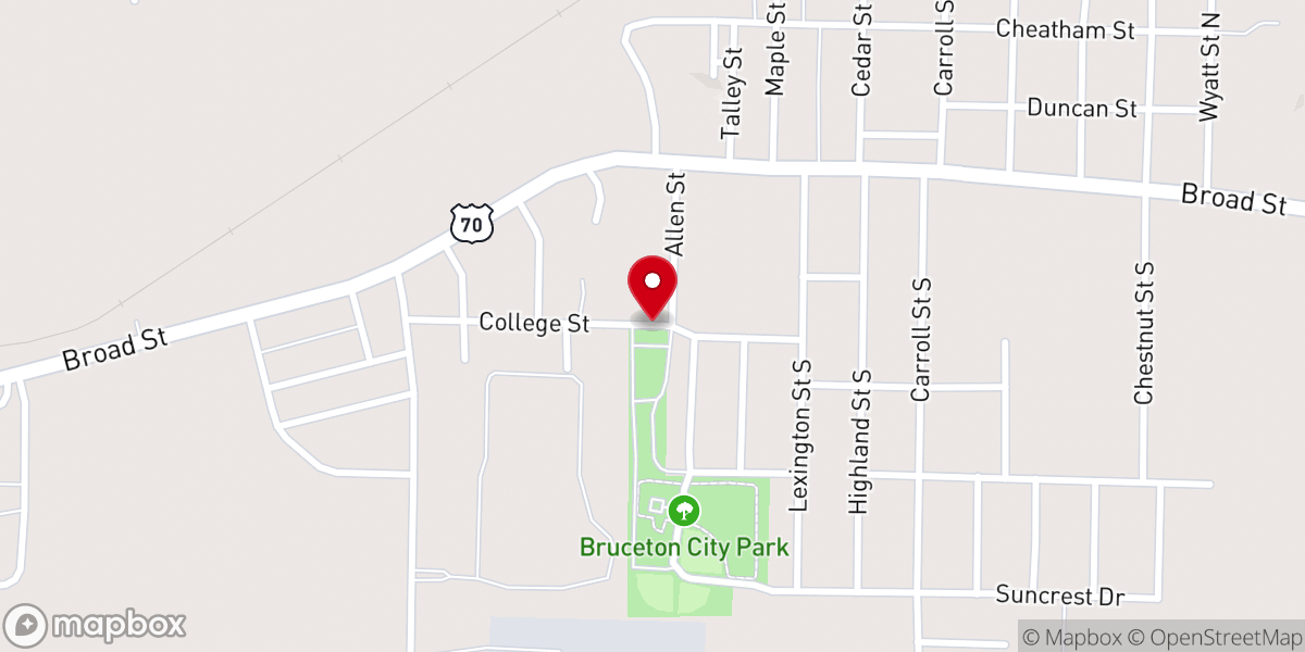 Map showing location of Bruceton Hollow Rock Little League