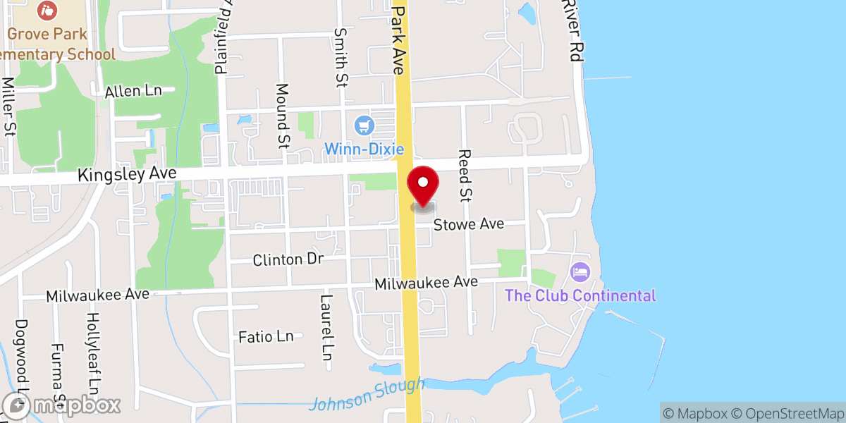 Map showing location of Orange Park Methodist Church