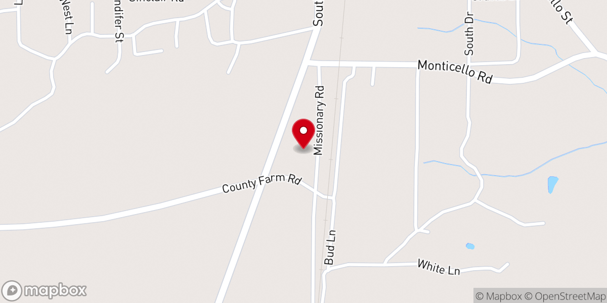 Map showing location of Antioch Missionary Baptist Church