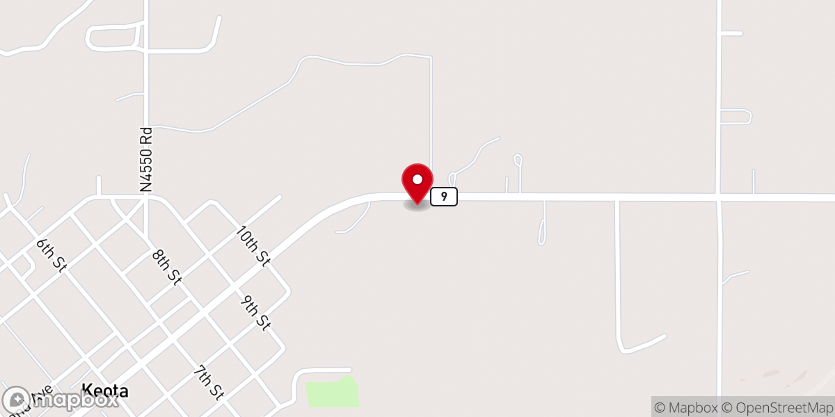 Map showing location of Keota Hilltop Free Holiness Mission