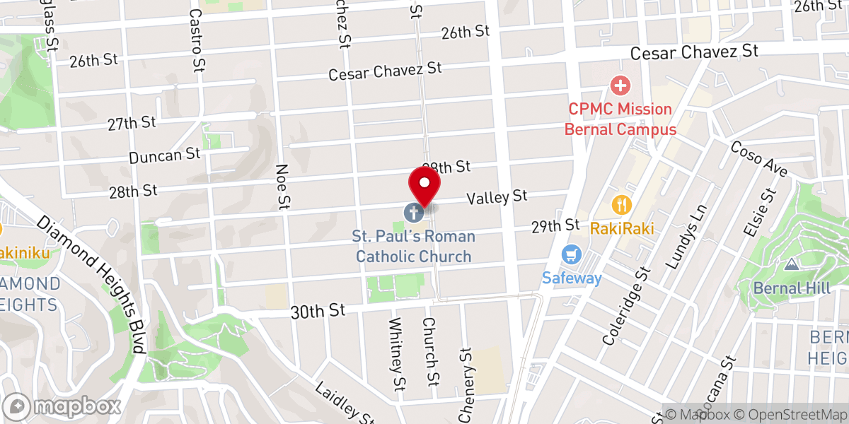 Map showing location of St Paul's Catholic Church