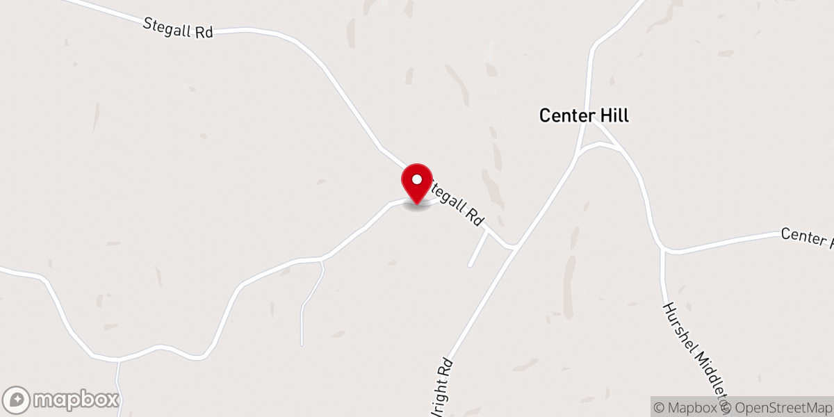 Map showing location of Center Hill Holiness Church