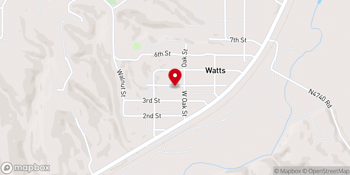 Map showing location of Watts First Baptist Church
