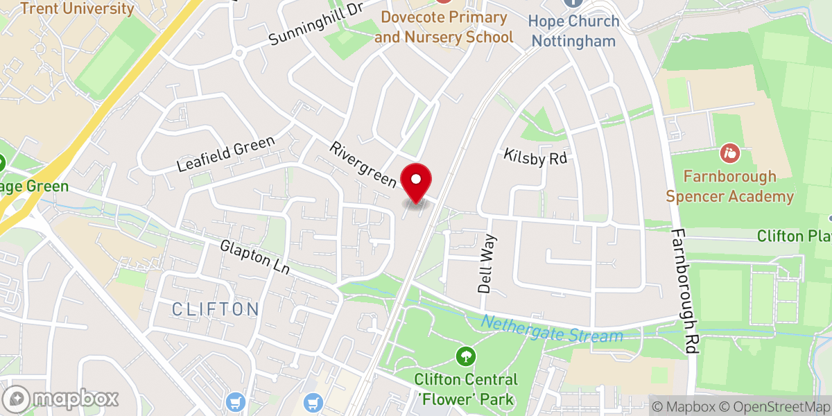Map showing location of Clifton Methodist Church