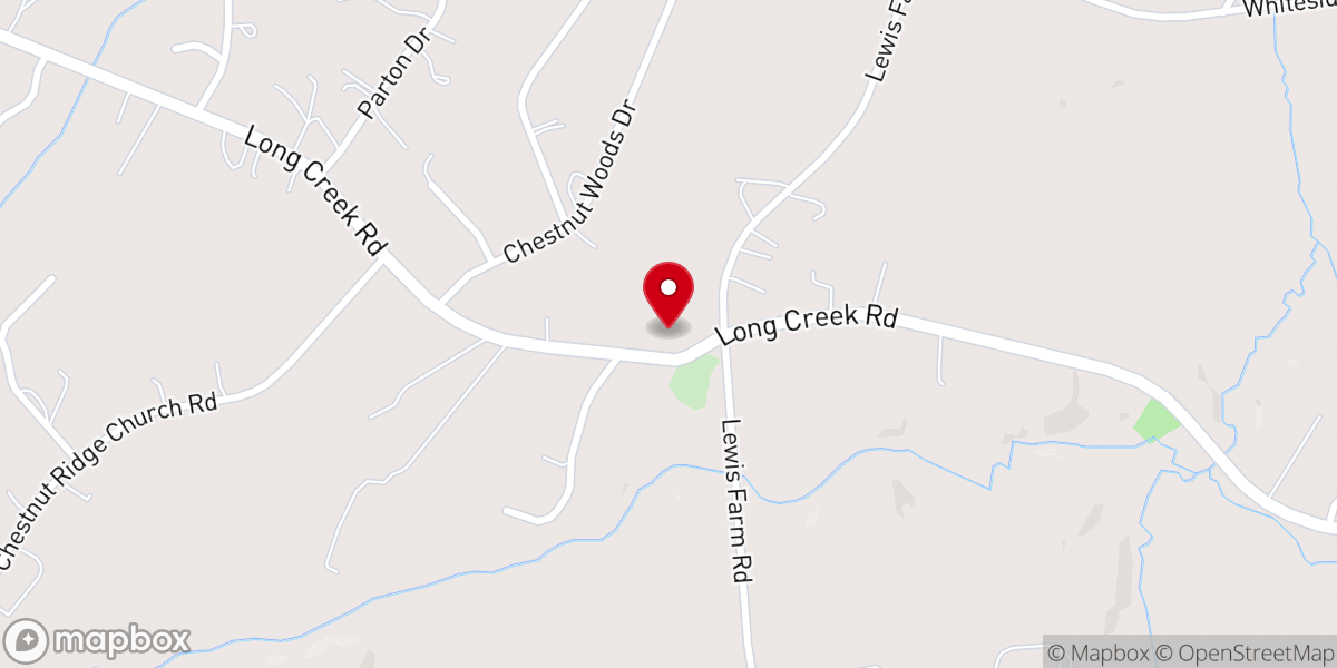Map showing location of Long Creek Presbyterian Church
