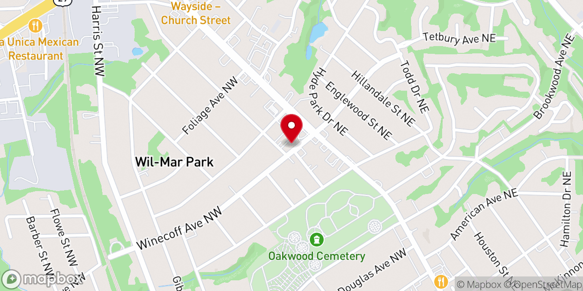 Map showing location of Wilmar Park Baptist Church