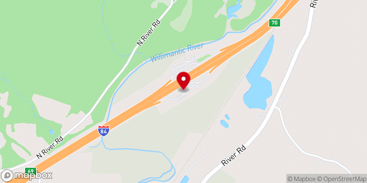Map showing location of Willington Rest Area, I-84 Eastbound
