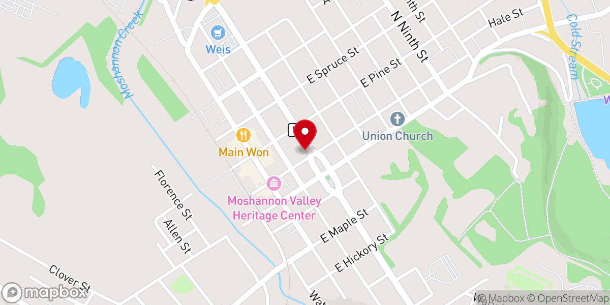 Map showing location of First Evangelical Lutheran Church