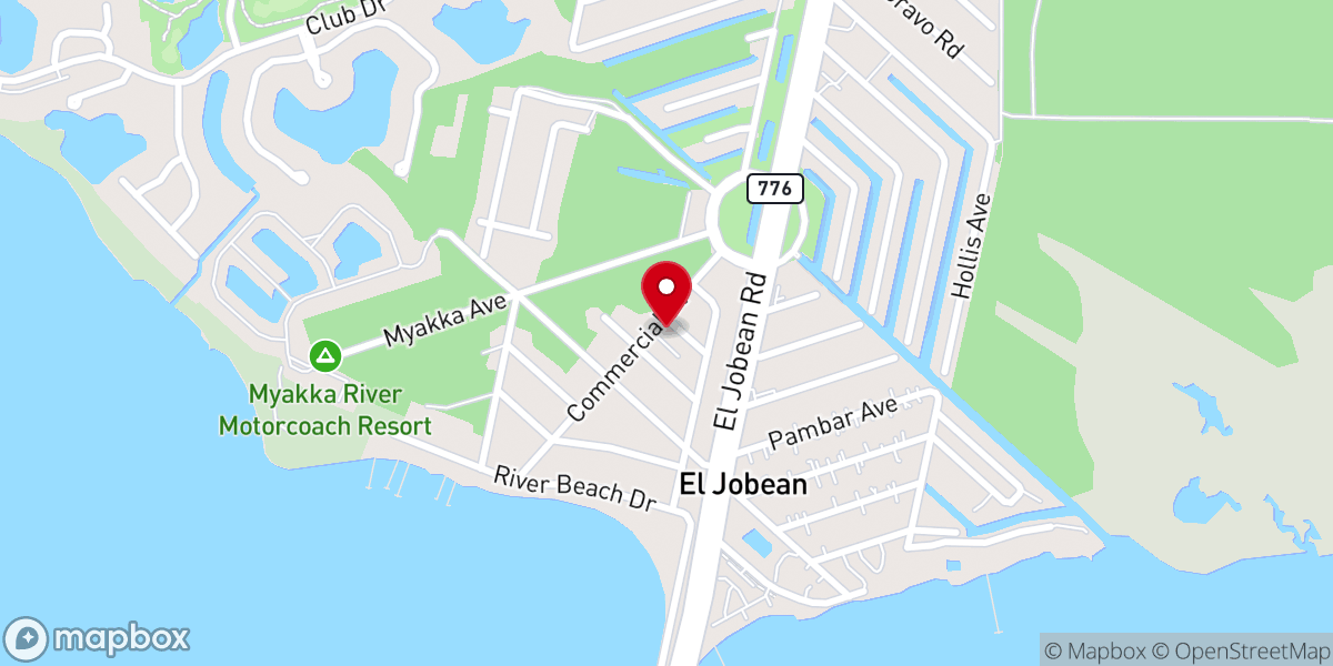 Map showing location of First Baptist Church of El Jobean