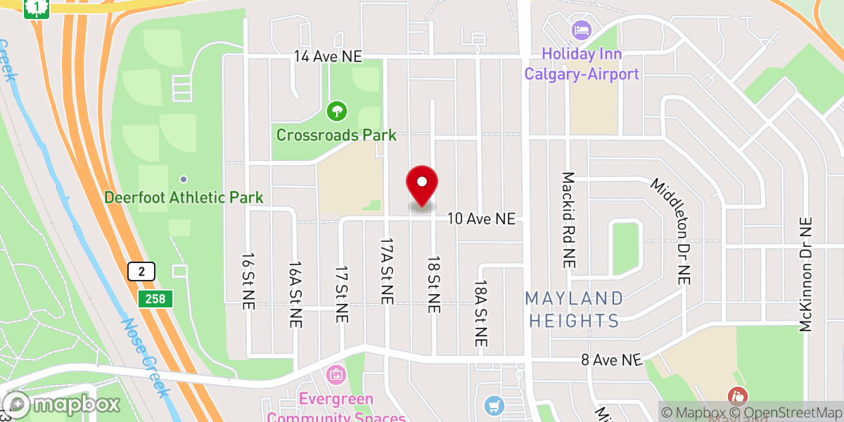 Map showing location of Central Calgary Evangelical Free Church