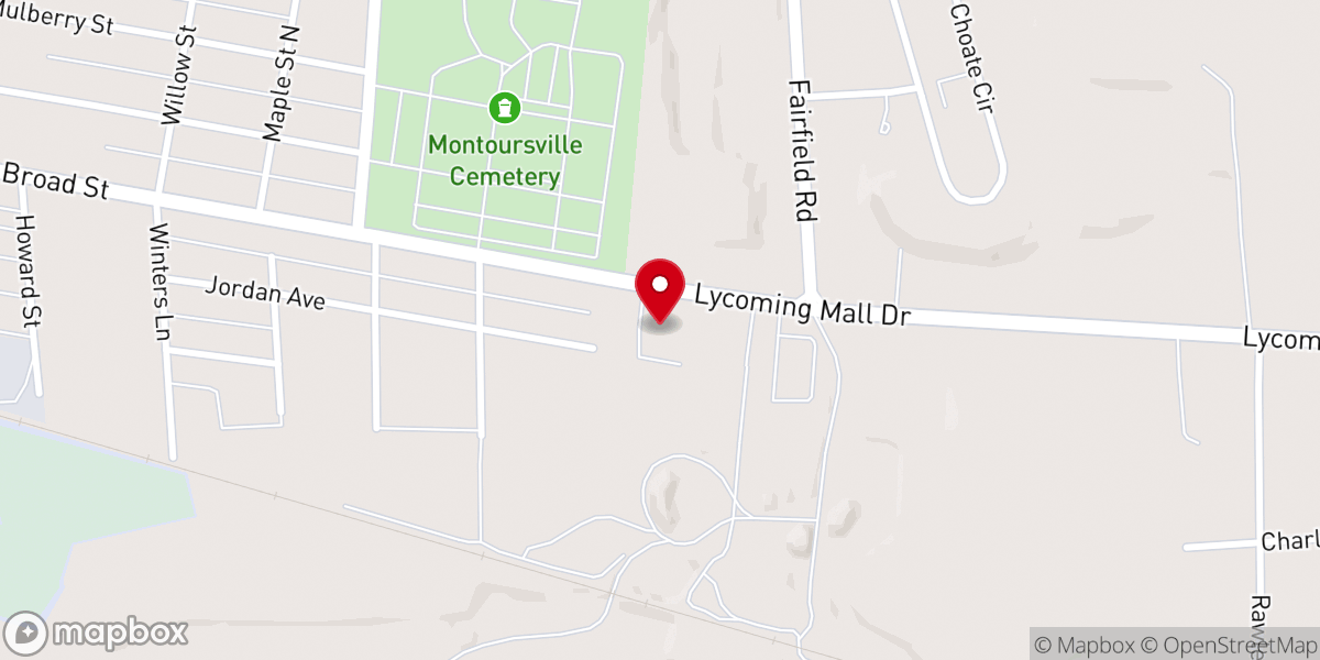 Map showing location of First Christian Church of Montoursville