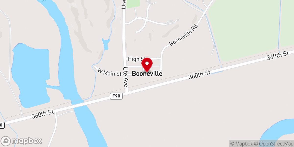 Map showing location of Booneville