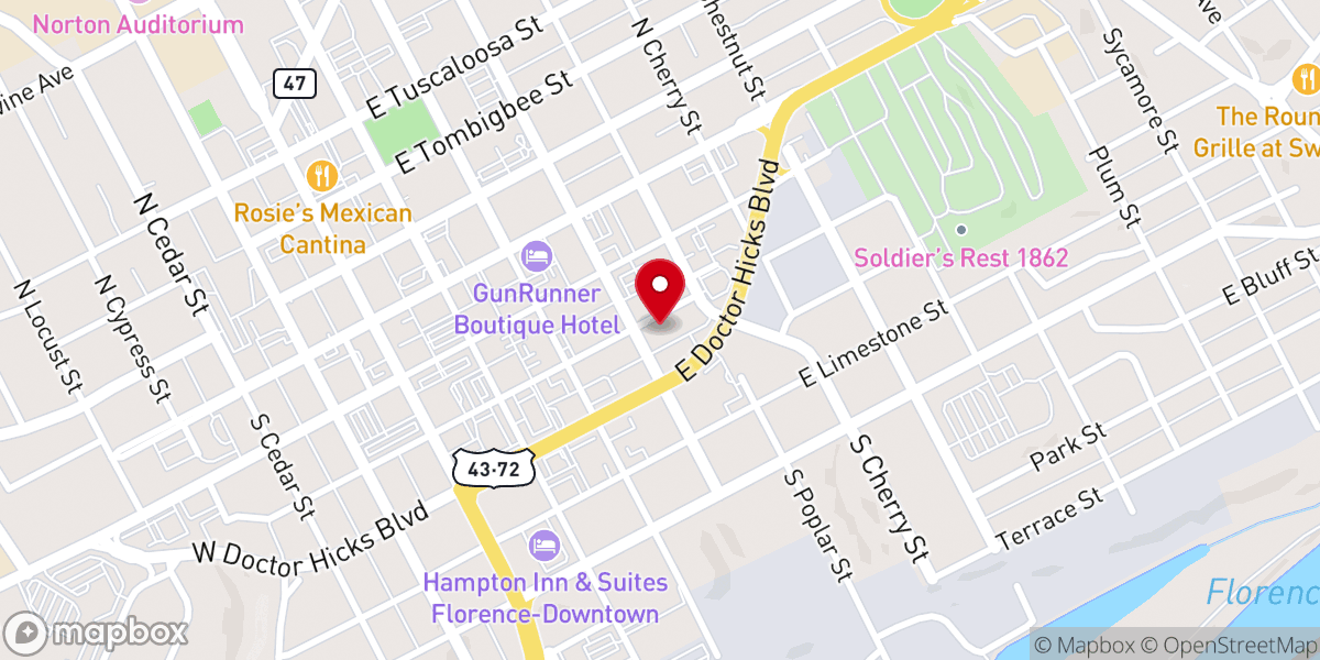 Map showing location of Bethel Cumberland Presbyterian