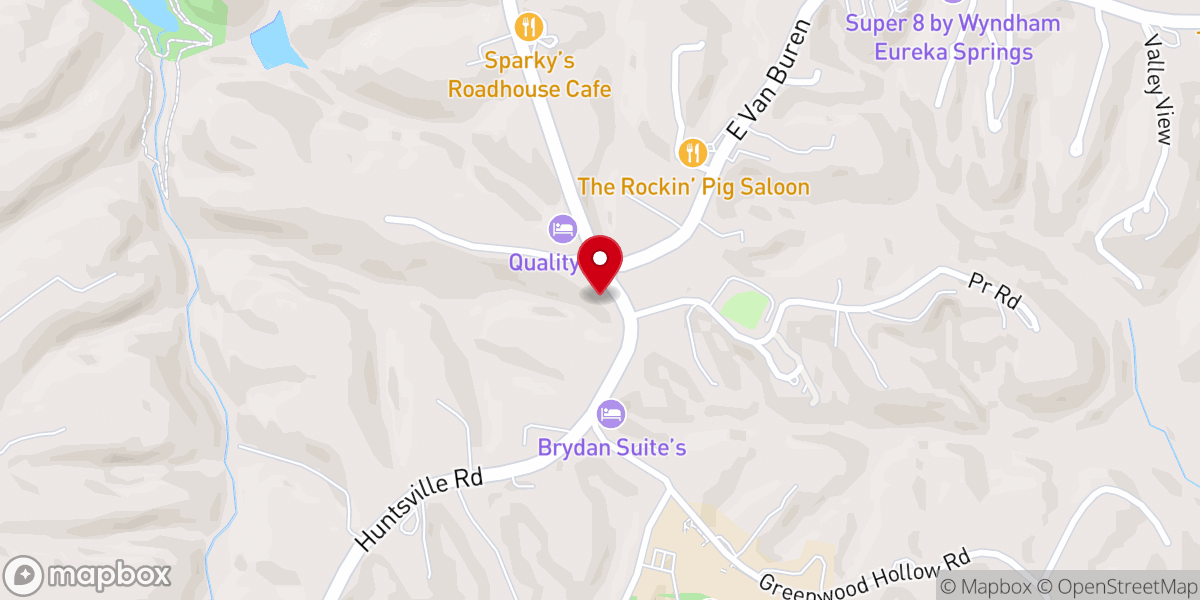 Map showing location of Ozarka Lodge Eureka Springs