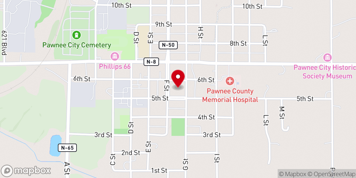 Map showing location of Pawnee County Clerk-District Court