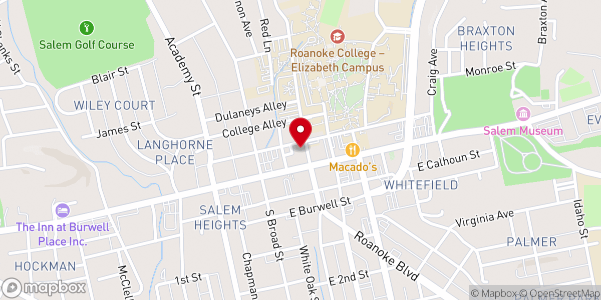 Map showing location of Salem Presbyterian Church