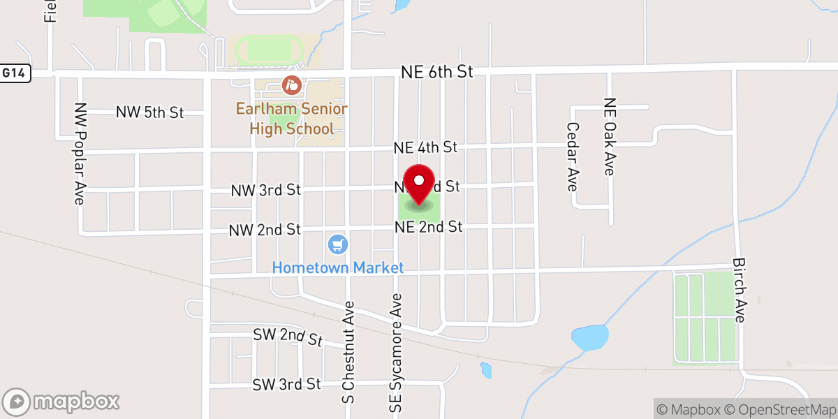 Map showing location of Earlham City Park