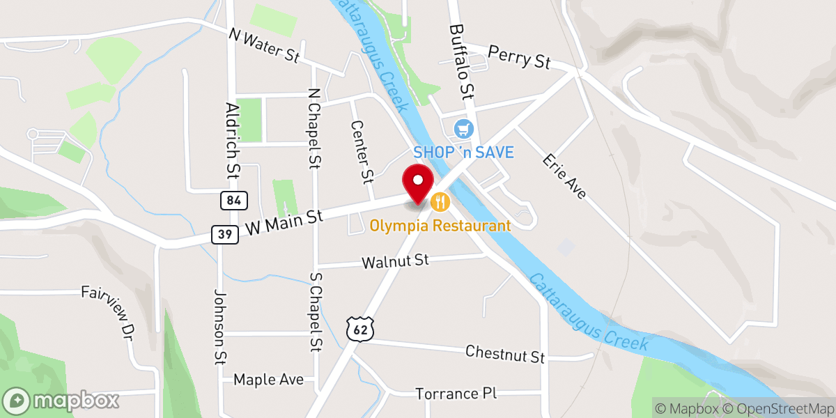 Map showing location of Gowanda Love - Food Distribution Center