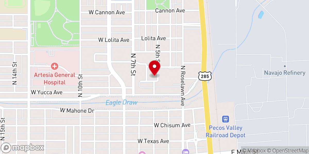 Map showing location of Artesia Bilingual Seventh-day Adventist Church