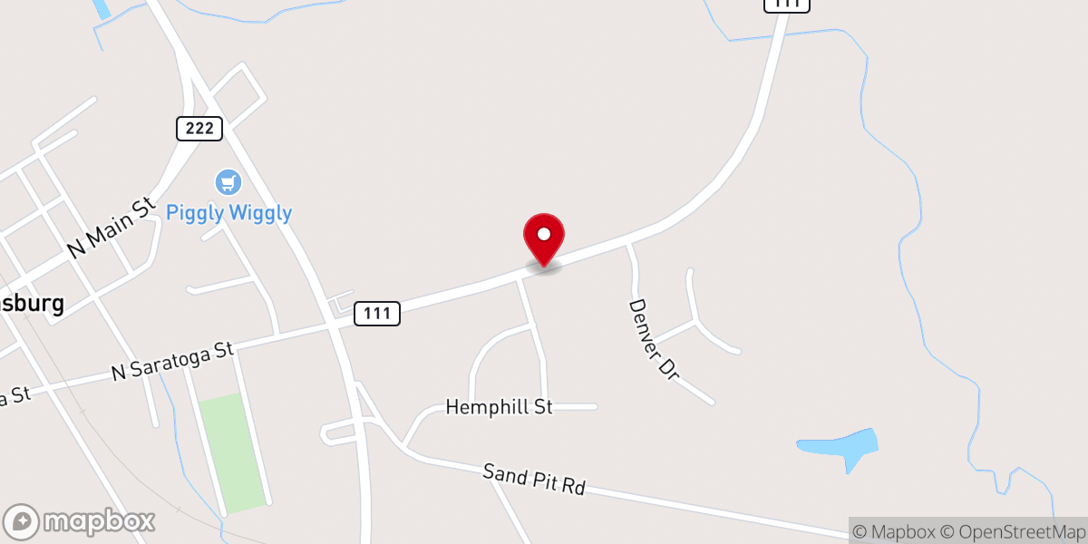 Map showing location of Saratoga of WB Church