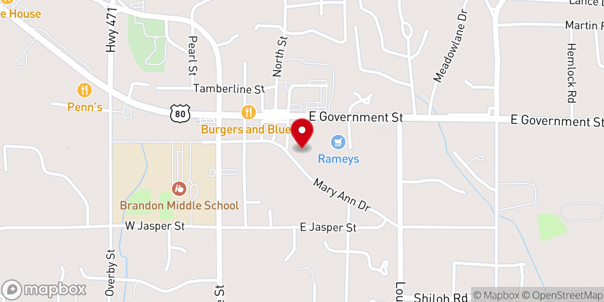 Map showing location of Brandon First Methodist Church