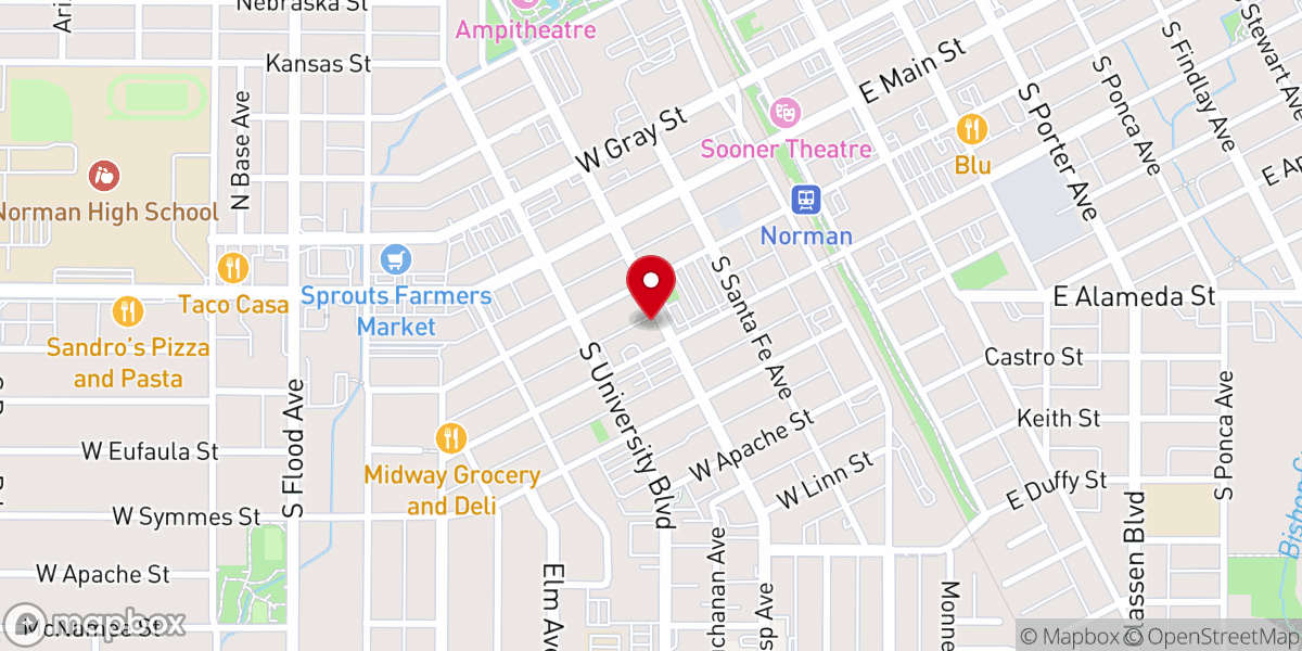 Map showing location of First Christian Church-Norman