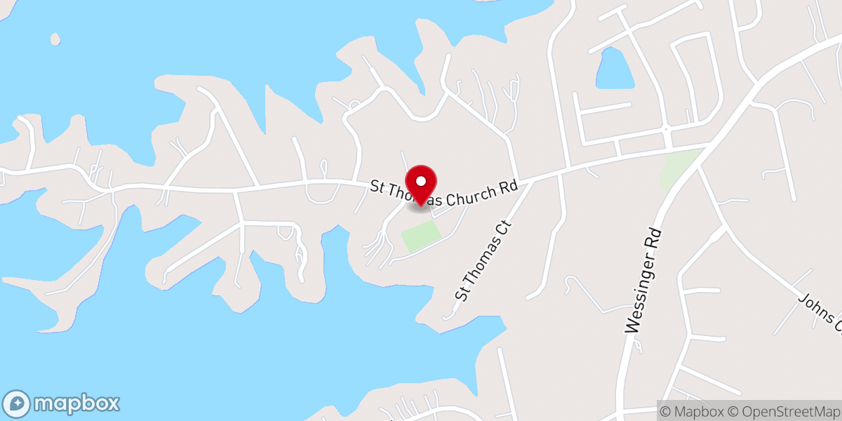 Map showing location of Saint Thomas Lutheran Church