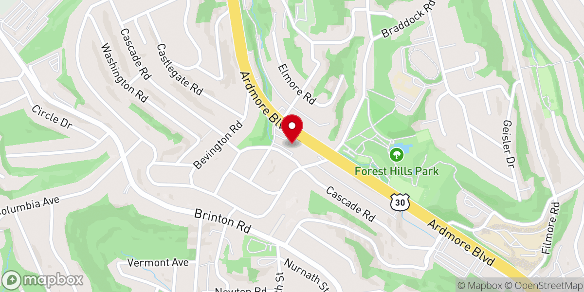 Map showing location of Forest Hills Presbyterian Church