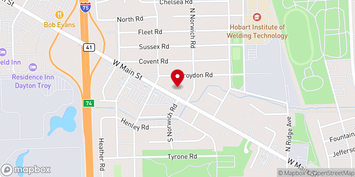Map showing location of Troy Church of the Brethren