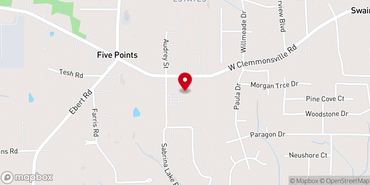 Map showing location of Hanes Baptist Church