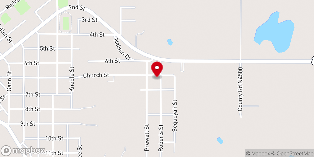 Map showing location of New Hope Freewill Baptist Worship Center Talihina