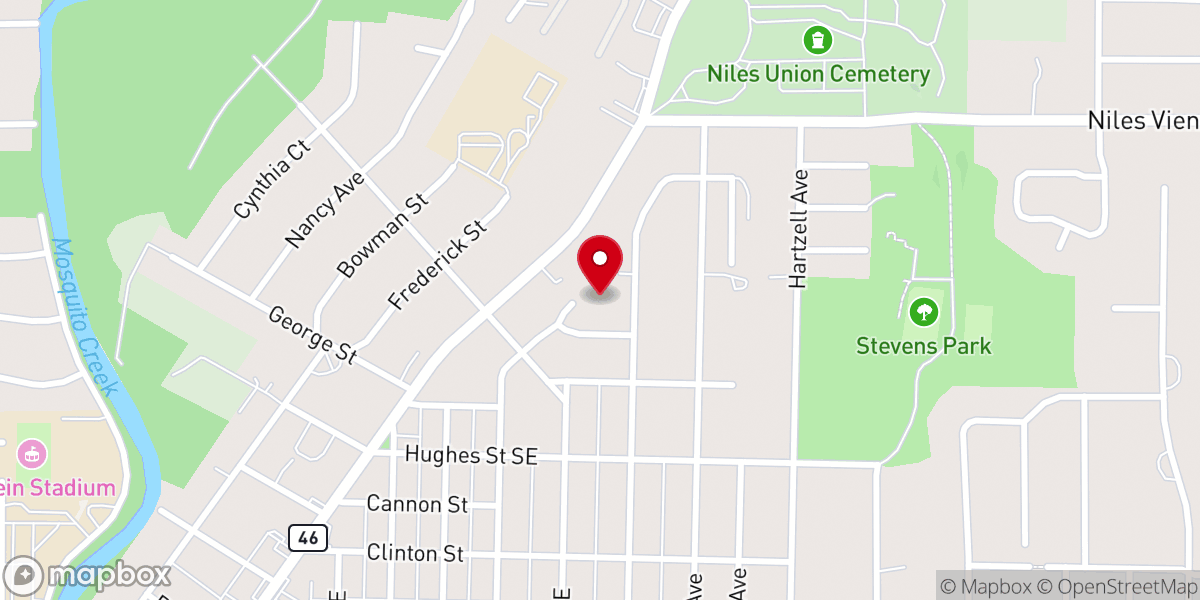 Map showing location of Niles Allegheny Wesleyan