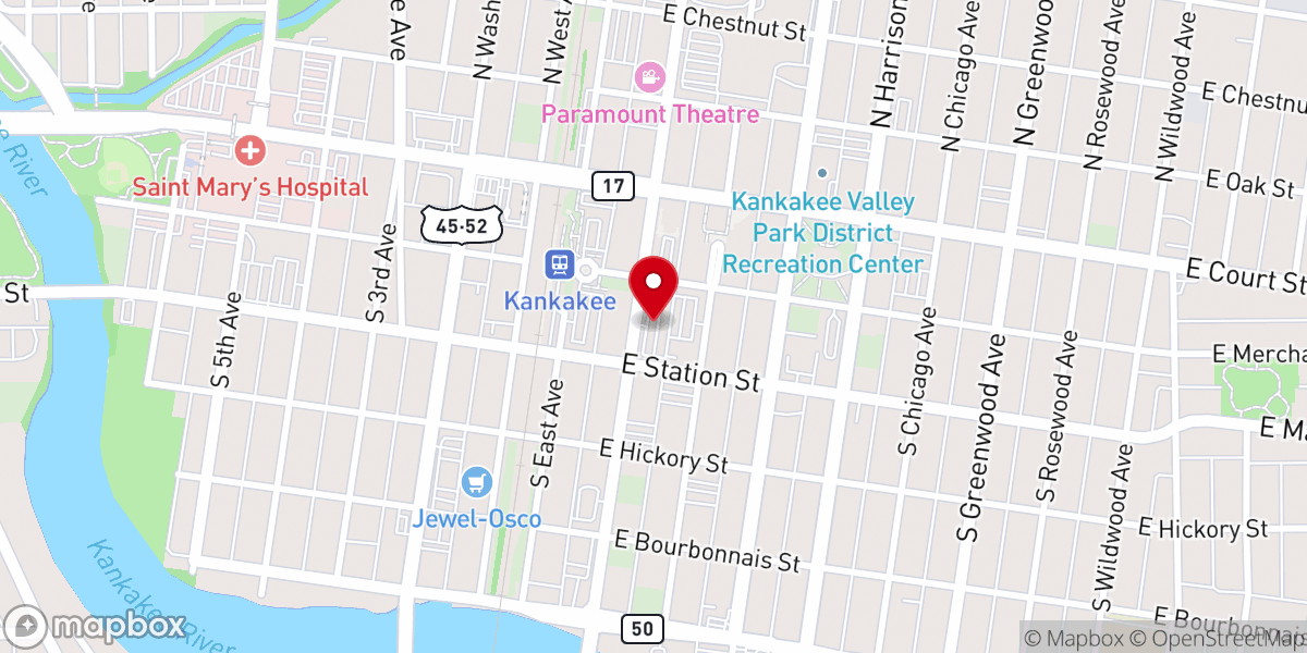 Map showing location of Kankakee Farmers' Market