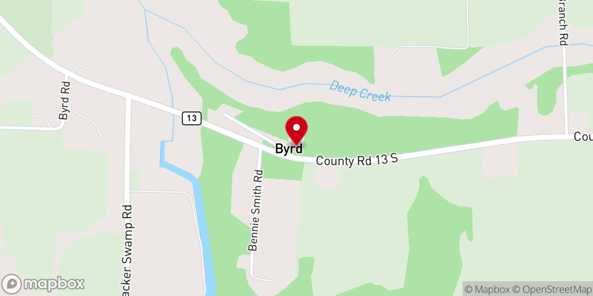 Map showing location of Mt. Olive Baptist Church