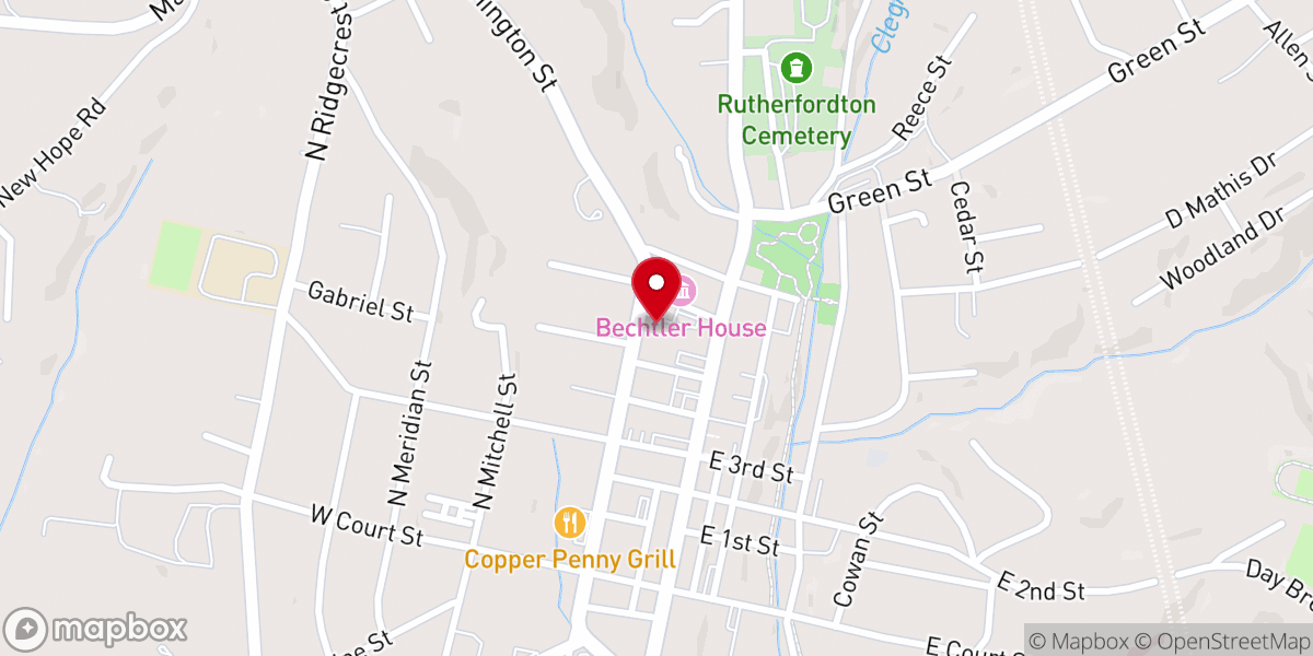Map showing location of Rutherfordton Presbyterian Church