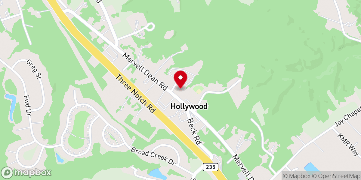 Map showing location of Hollywood United Methodist Church and Preschool and Kindergarten
