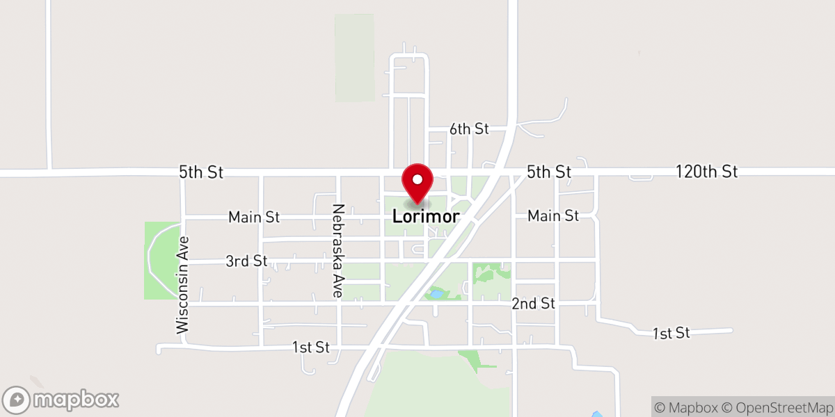 Map showing location of Lorimor City Hall