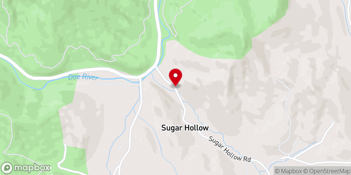 Map showing location of Sugar Hollow Freewill Baptist Church